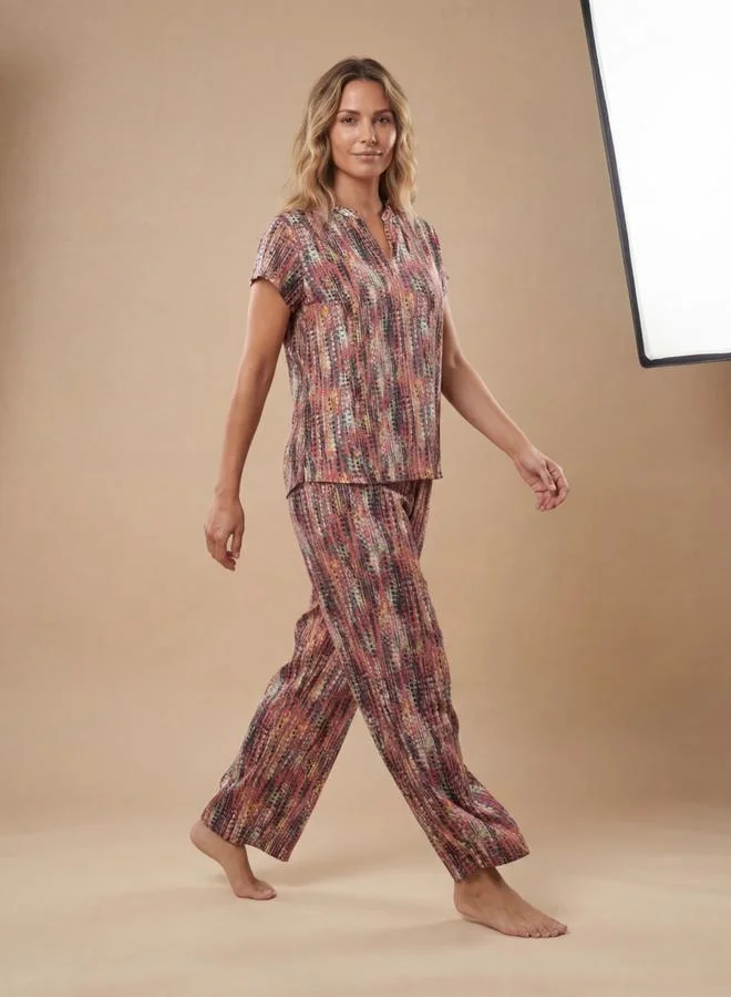 ميش طقم بيجاما من بنطال وقميص قطن بطبعة كاملة